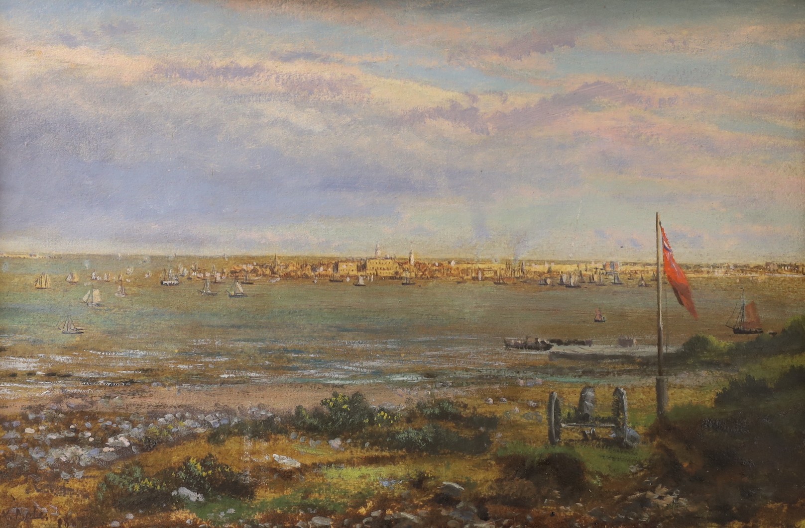 George Vicat Cole, R.A., (1833-1893), watercolour, 'Harwich, Essex', signed and dated 1891, 22 x 33cm, unframed